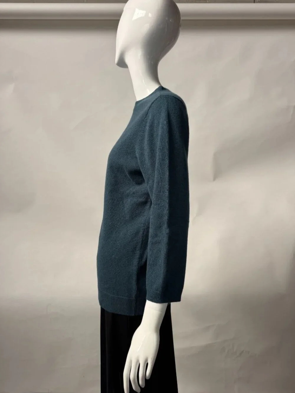 Talbots 100% Cashmere Teal 3/4 Sleeve Lightweight Sweater Womens Size L - Picture 7 of 16